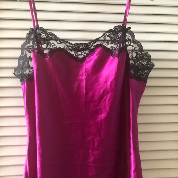 Victoria’s Secret Raspberry Purple black slip chemise M - Picture 2 of 11